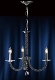 Elena Black Chrome Crystal Ceiling Lights Diyas Multi Arm Crystal Fittings